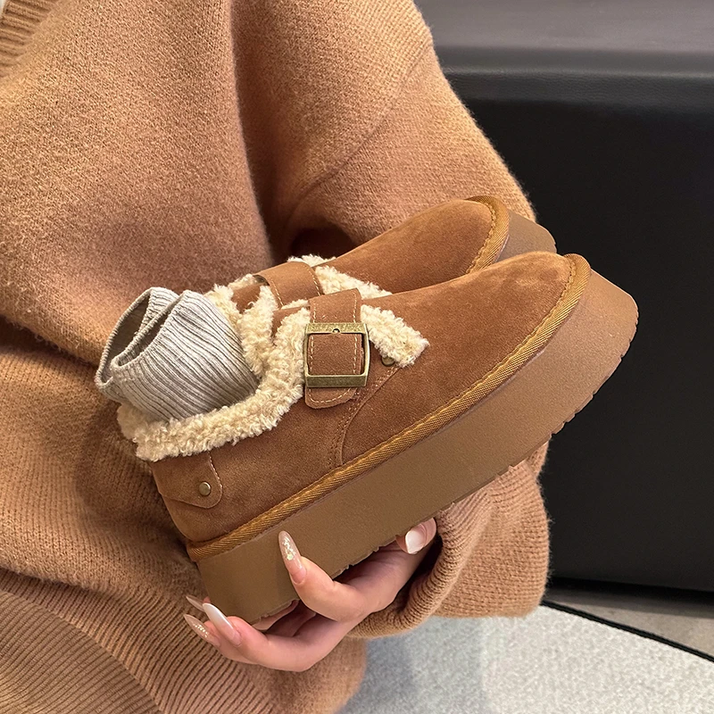厚底勃肯鞋女时尚雪地靴2023年秋冬新款韩版女鞋加绒保暖复古棉鞋