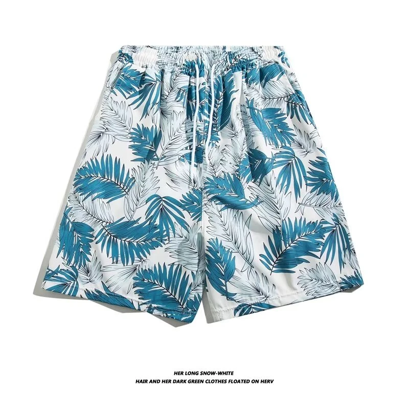 沙滩短裤男夏季薄款速干泳裤潮流印花大裤衩宽松睡裤休闲五分裤子