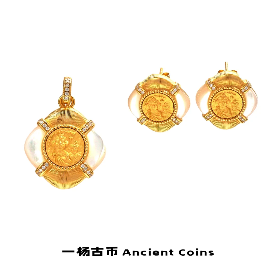 925银耳饰 【双皇】双皇拉丝白贝吊坠耳饰套装
