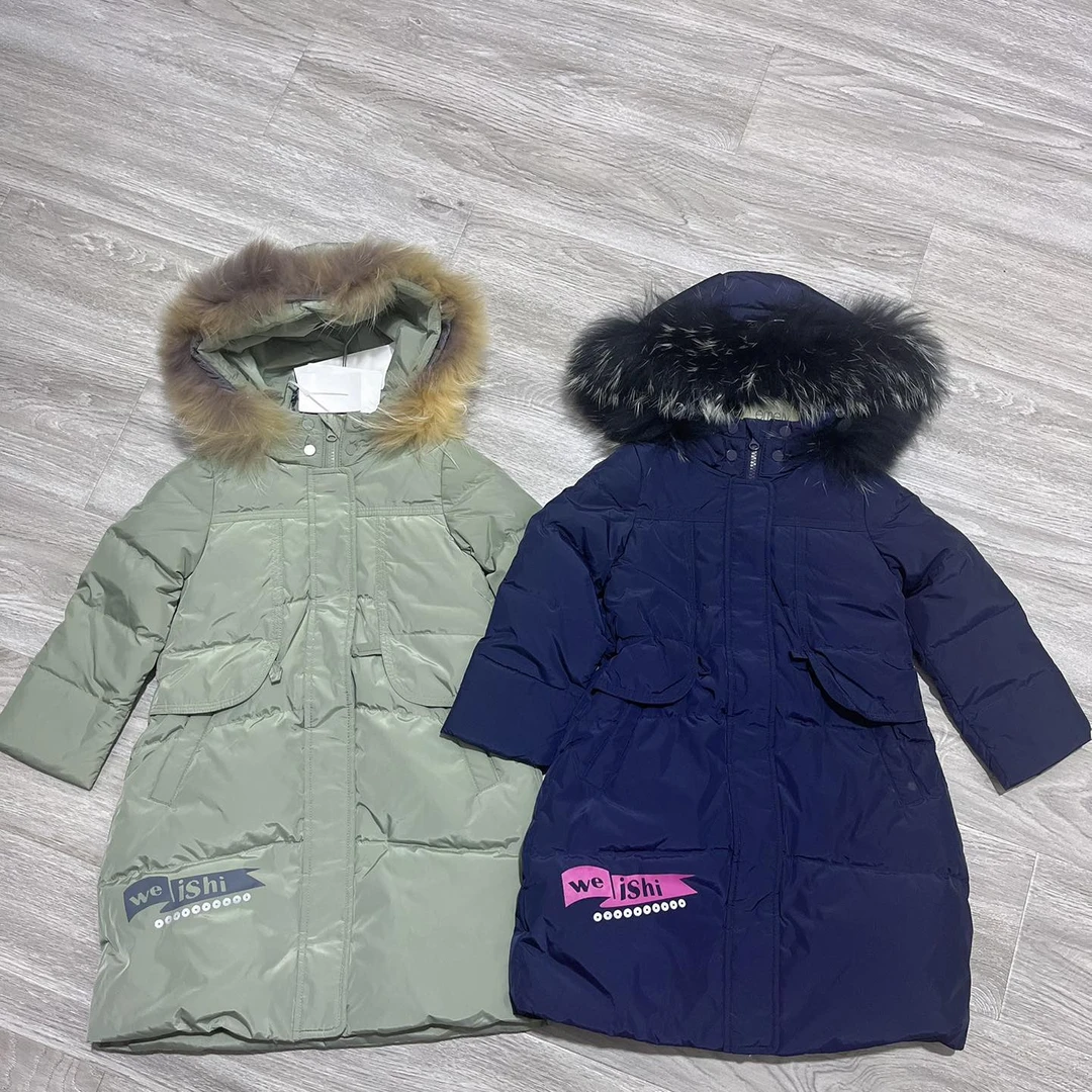 WIRGE韦氏童装女童冬季防风保暖白鸭绒羽绒服连帽休闲外套890128