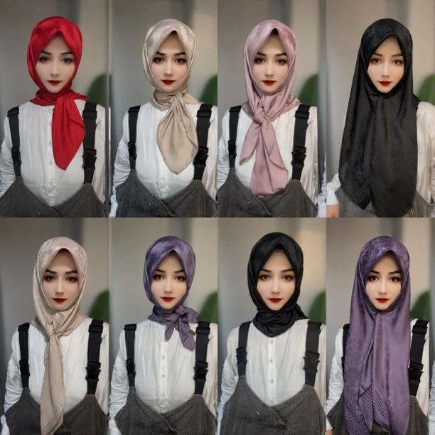 RJ丝缎麻新品休闲百搭方巾（配盒针）