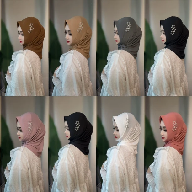 ADN五角星手工高密度网纱软帽檐套头头巾