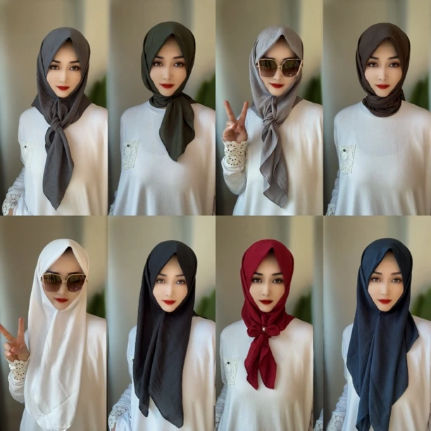 高品质自然皱棉麻新品百搭方巾（配盒针）