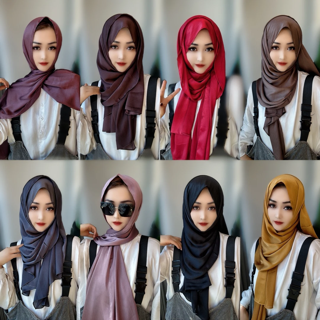 高品质顺纡皱高级感休闲长巾头巾 配盒针