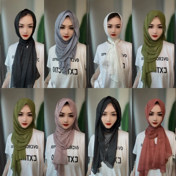 （阿蕊福利）ZM银丝烫钻气质长巾（配盒针）