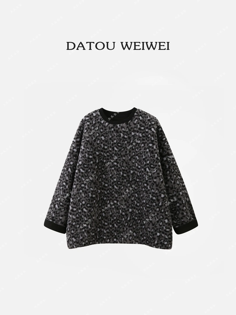 【DTWW大头韦韦】冬季圆领豹纹加厚保暖显瘦卫衣912617