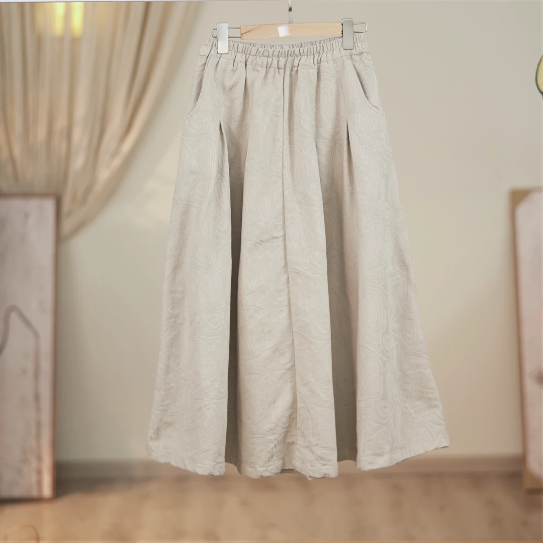 秋季加厚提花百搭捏褶半身裙558966