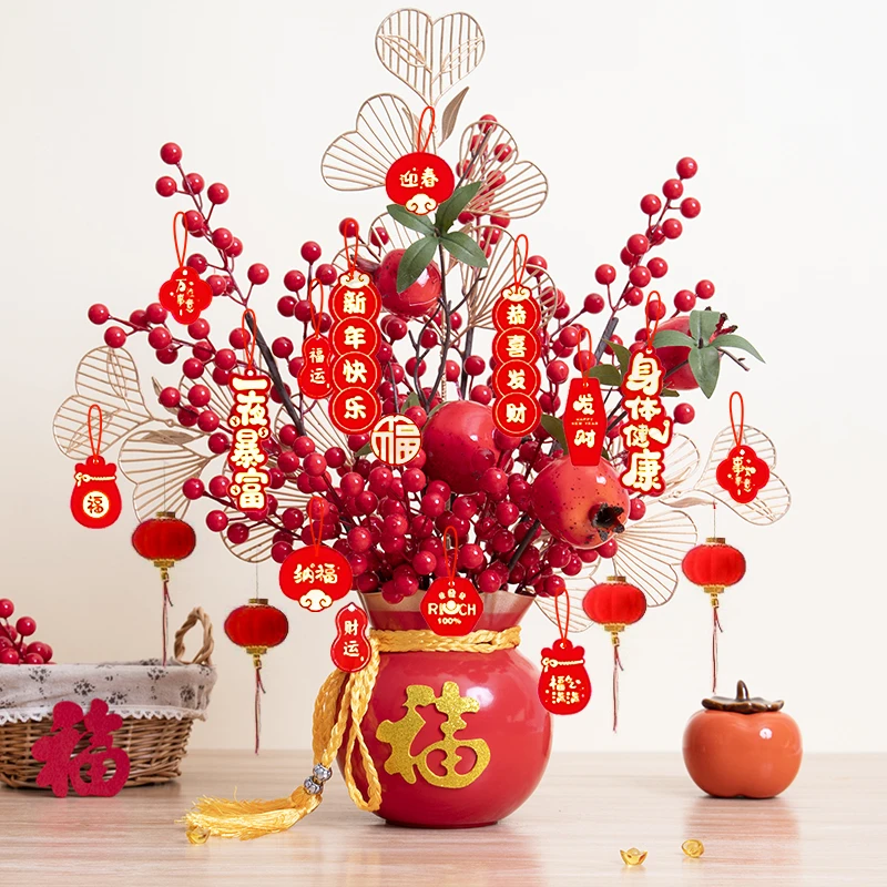 【成品发货】福桶发财果仿客厅桌面新年摆件新居搬家乔迁之喜结婚