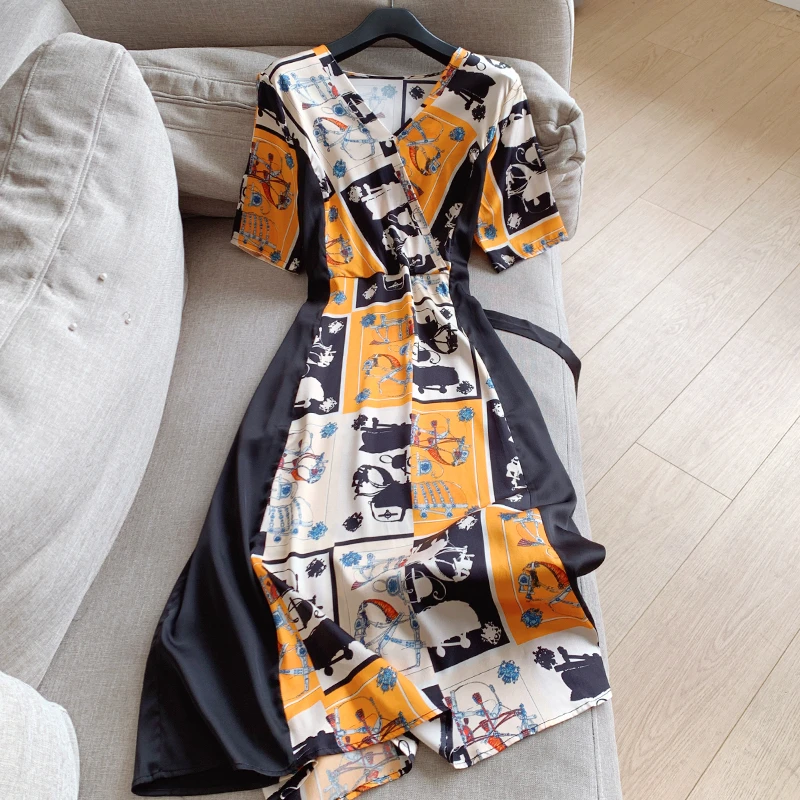 H02AQ83061改良国风 真丝丝绸 桑蚕丝连衣裙