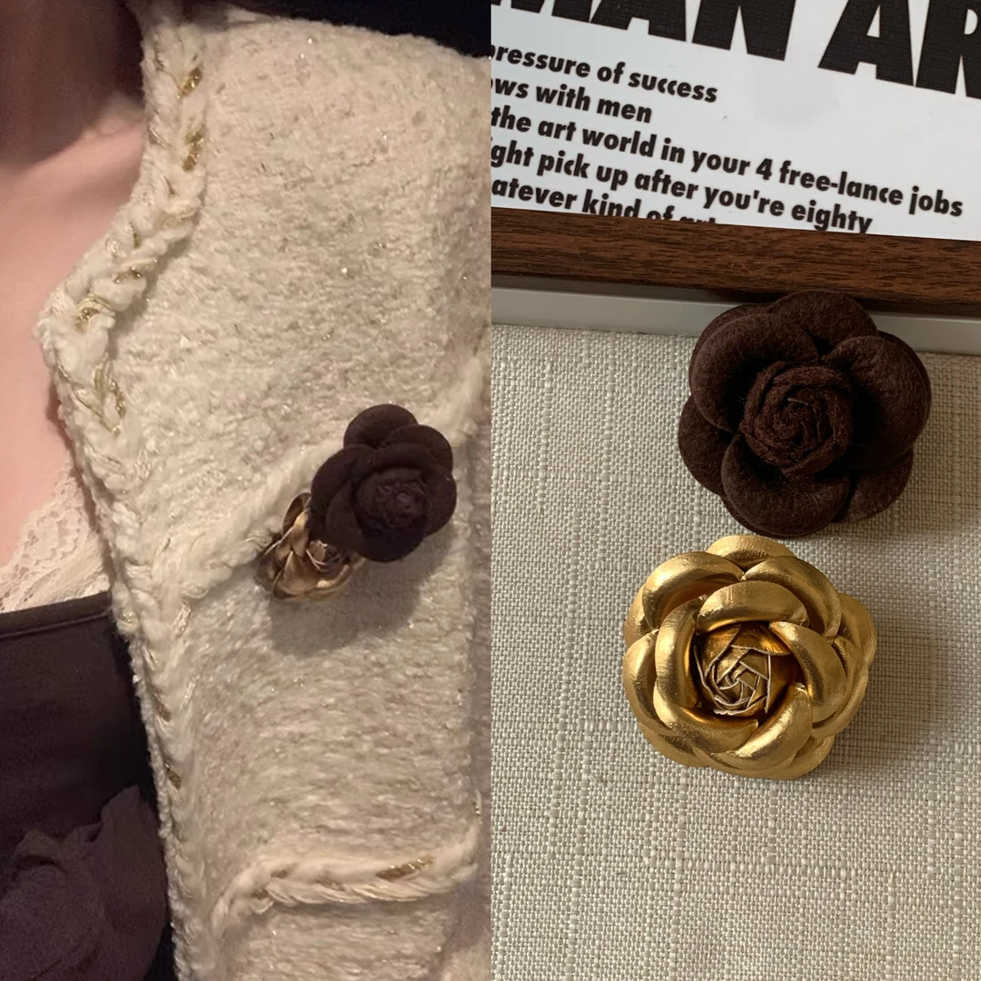合金布艺胸针 两只组合富贵千金胸花复古小香山茶花胸针别针扣女
