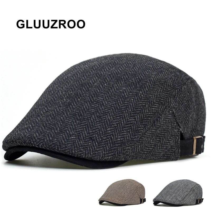 复古英伦春秋前进帽爸爸帽子男士贝雷帽冬季鸭舌帽中老年人保暖