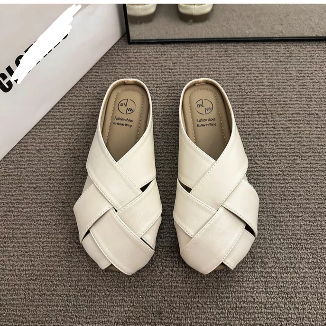 懒人夏季外穿新款百搭平底法式包头拖鞋F985-3