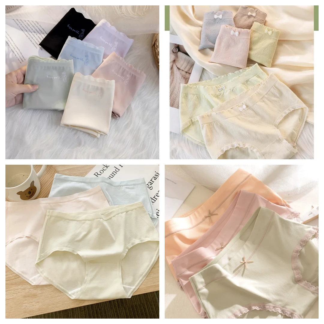 【中高腰棉内裤-猫】女士三角裤抗菌抑菌 简约舒适透气女生