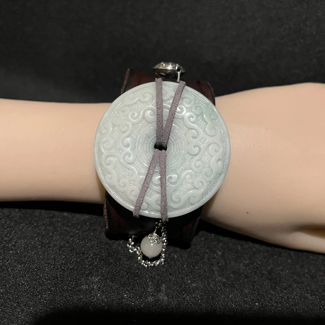 [76]天然A级翡翠手牌平安扣精美手牌