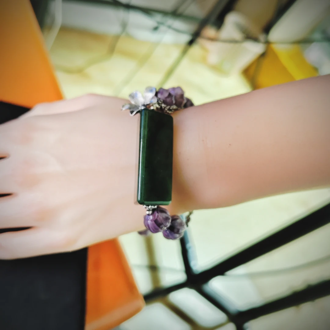 天然和田玉面面聚到碧玉精美手链（三角）【38】