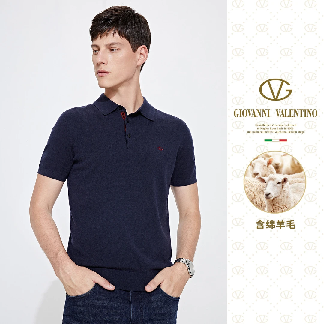 GIOVANNI VALENTINO/卓凡尼·华伦天奴毛衣针织短袖衫羊毛POLO衫