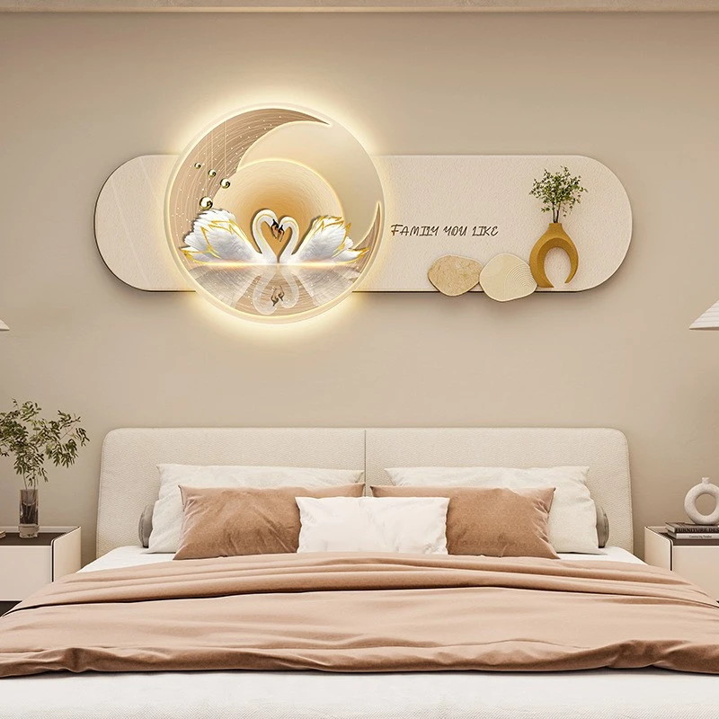 2025新款清新主卧室床头装饰画轻奢现代房间温馨壁画高档天鹅挂画