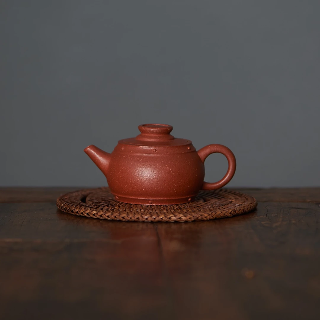 六道宜兴紫砂壶-精工半手-小鼓壶-沈益斌-降坡泥-100cc家用泡茶壶