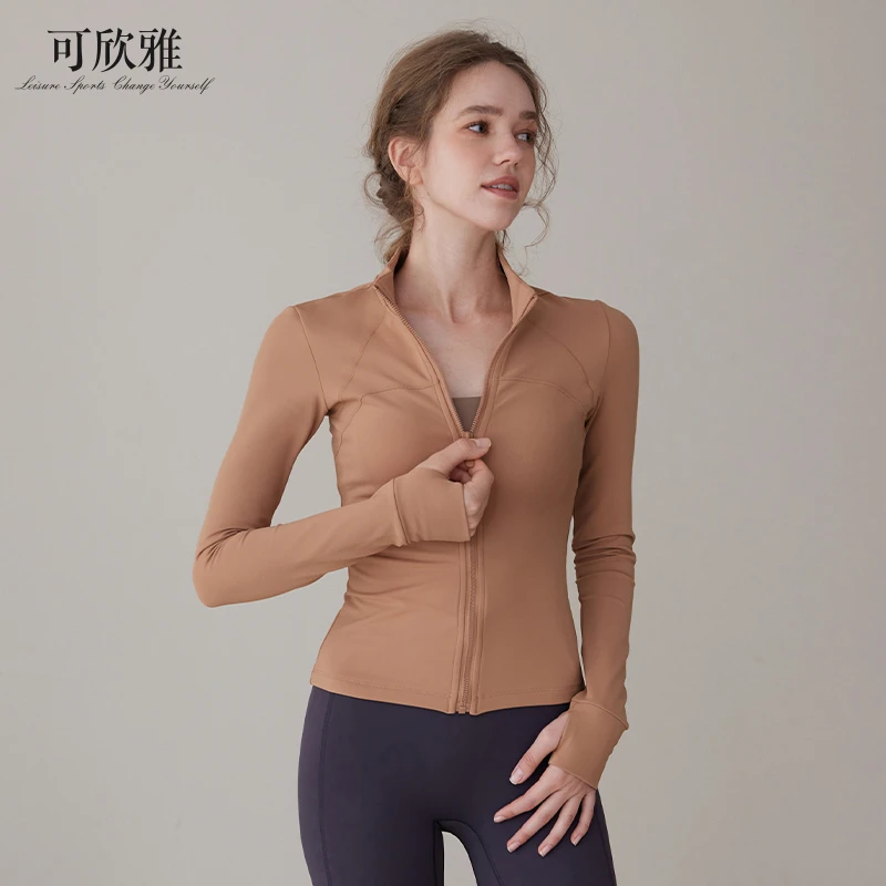立领速干紧身加绒运动长袖休闲跑步健身衣秋冬半拉链修身瑜伽外套