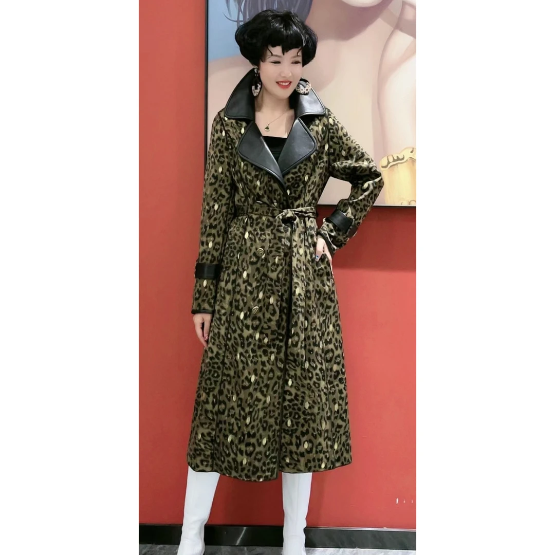 72807《女人梦想》菲姐轻奢气质时尚设计师款豹纹大衣