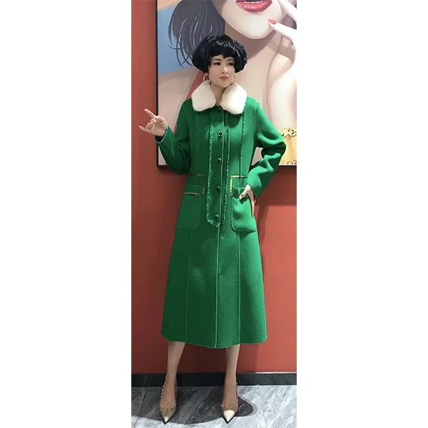 72288 时尚潮流新款绿色大衣外套