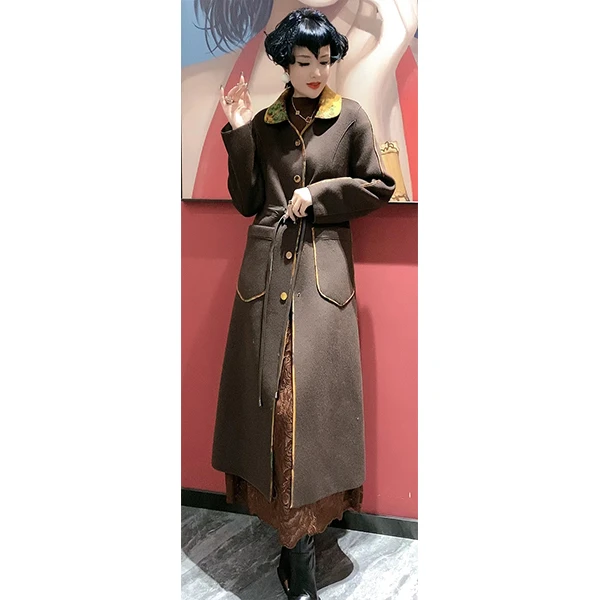 72391 时尚中长款秋冬轻奢大衣外套显瘦气质