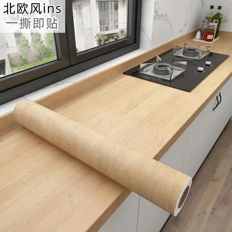 【家具翻新必备】厨房灶台旧家具翻新木纹贴纸防油耐高温