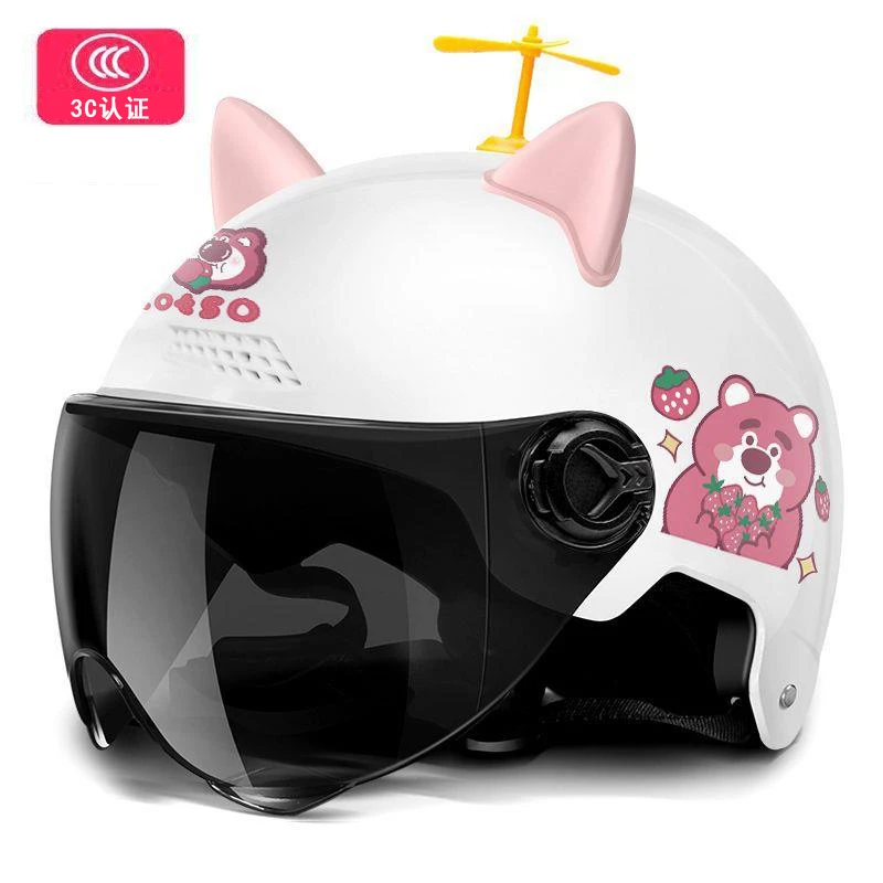 3C认证电动车头盔防晒四季通用安全帽高颜值透气安全头盔女款卡通