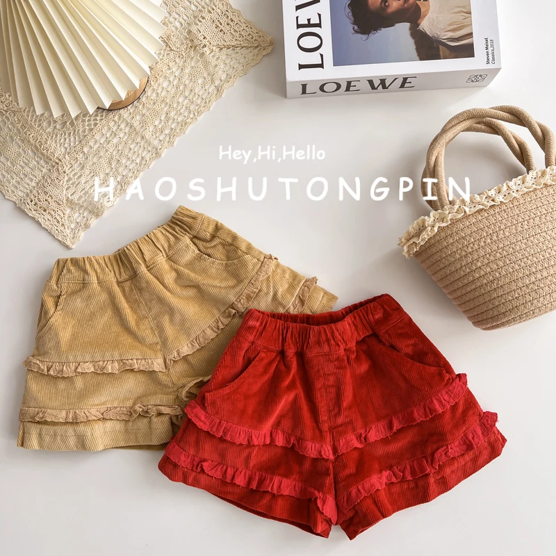 yd093 儿童秋冬新款女童宝宝加厚休闲加绒短裤一体绒裤子童装洋气