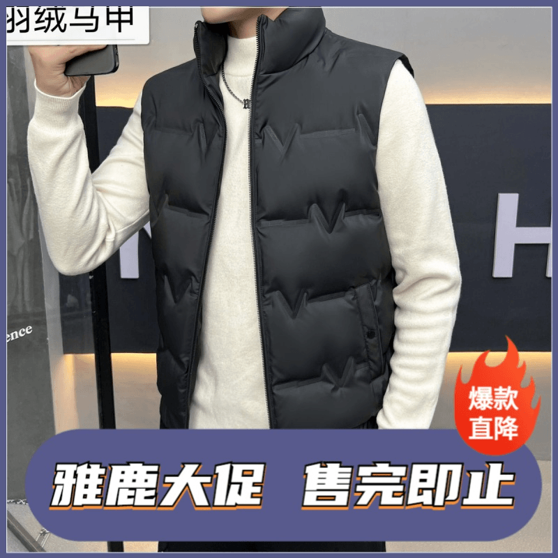 雅鹿2022新款立领羽绒马甲新款白鸭绒马甲免洗马甲男男士轻薄羽绒