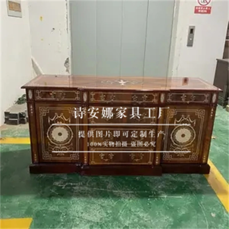 英式实木餐边柜贝壳拼花铜件亚历山大别墅家具古典法式玄关餐边柜