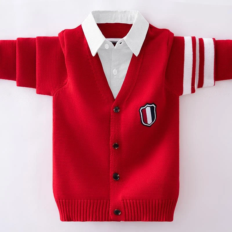 FAVMARTHA男童毛衣4-15岁中大童休闲假两件开衫儿童秋冬新款加绒