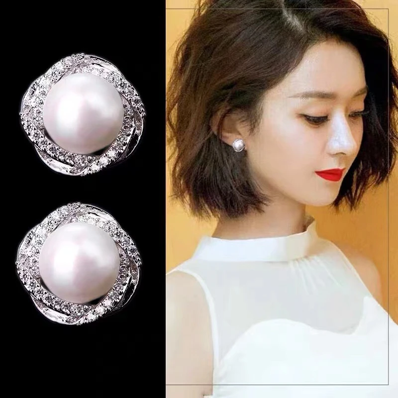 合金合成锆石耳饰 大气气质韩版新款天然轻奢耳环女网红百搭耳15