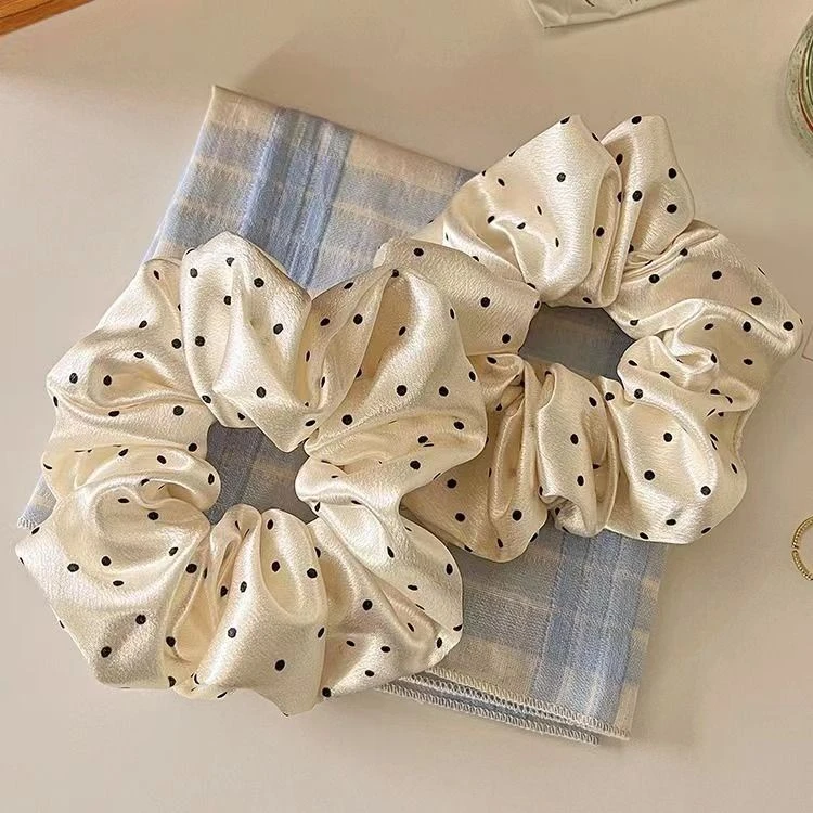 韩系缎面波点ins大肠发圈复古夏天气质高弹力发饰波点发圈