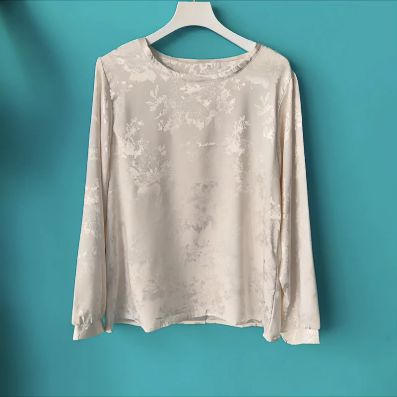 新款重磅提花时尚百搭气质长袖圆领小衫