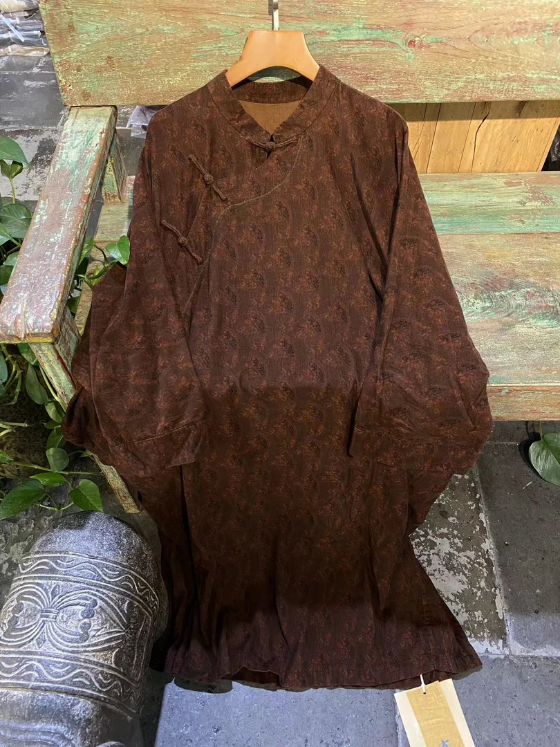 古兰木条绒中长款袍子