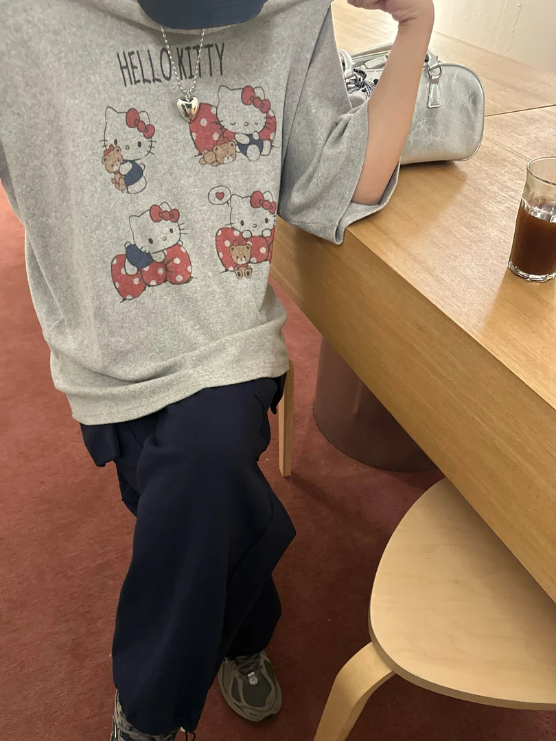 【Seoul 设计师】灰色卡通短袖/工装好穿卫裤 /休闲皮衣外套