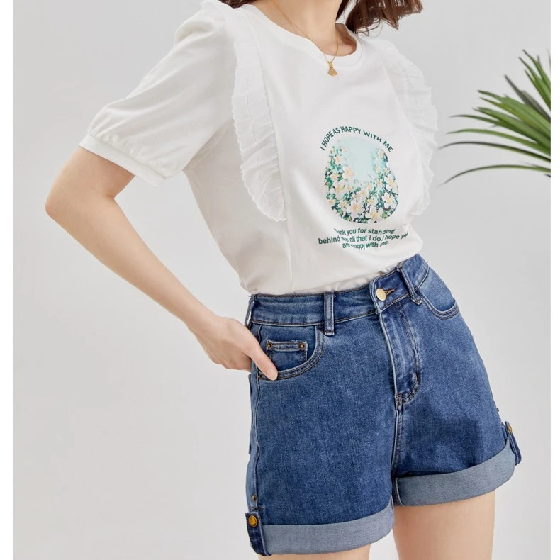 C079-夏装2023年新款阔腿牛仔裤女宽松卷边短裤热裤高腰百搭