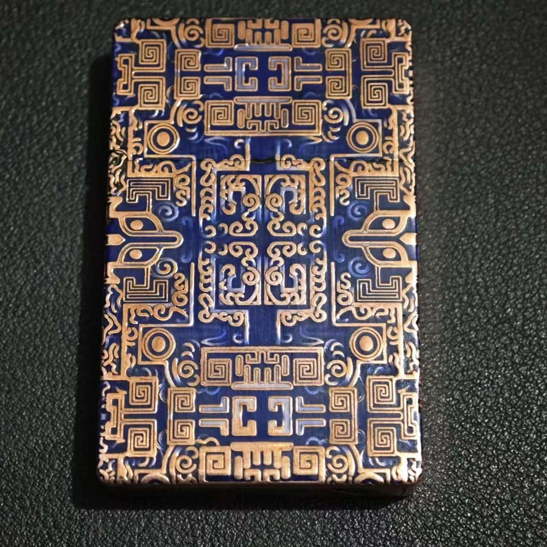 weibster超薄小重甲G63 蓝色唐纹 紫铜 煤油打火机