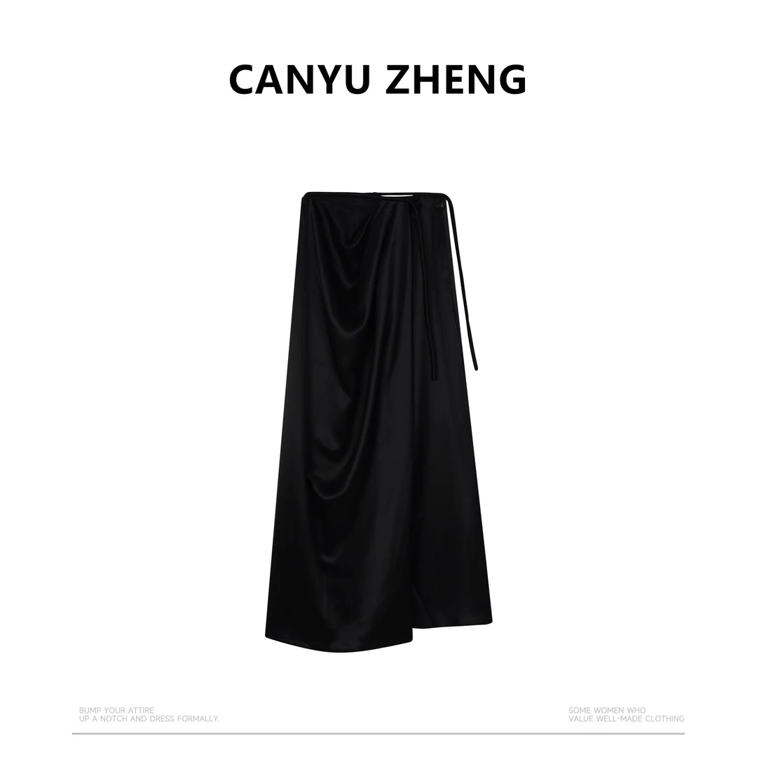 小胡哥&CANYU ZHENG 进口三醋酸 缎面丝滑 tr 丝滑显瘦过膝半裙