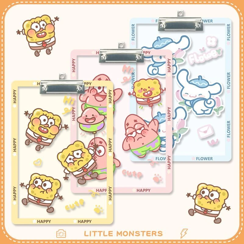 ins风卡通板夹写字板垫板硬透明亚克力文件夹板a4学生作业便签本