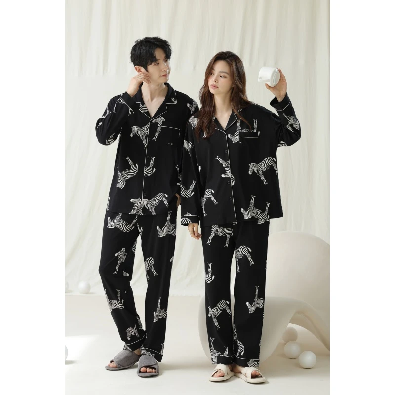 MILORD【斑马眷侣】时尚休闲情侣睡衣女长袖抗菌棉家居外穿休闲秋冬