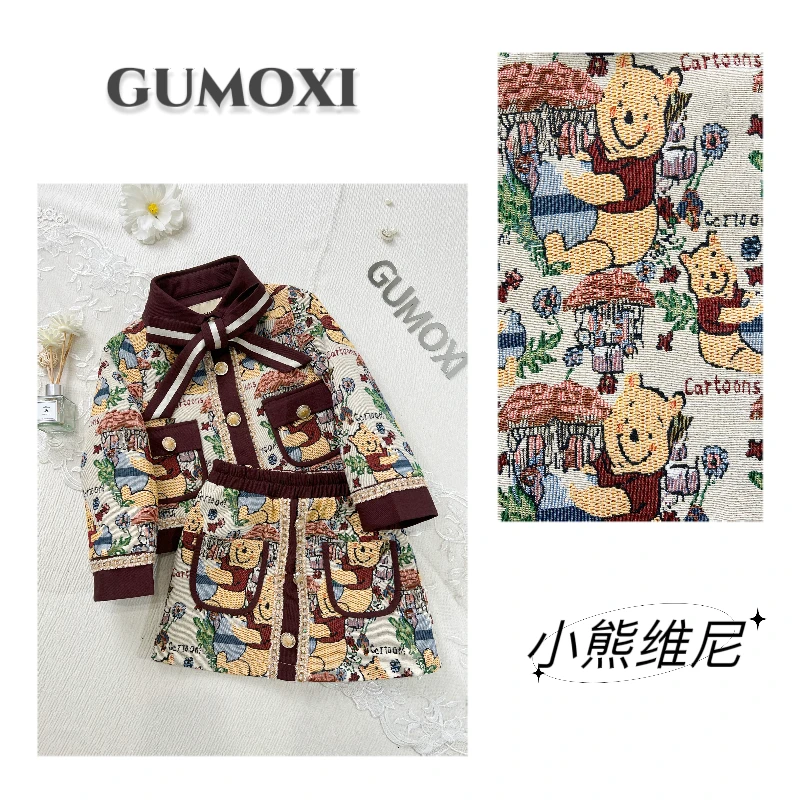 【小熊维尼】秋季洋气刺绣提花女翻领童轻奢小香风卡通时尚儿童套装