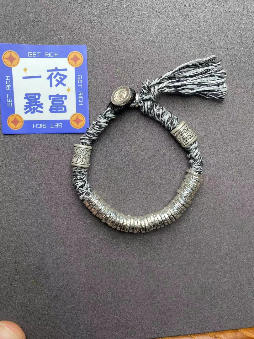 足银手链 手工999足银盘缠编织时尚饰品闺蜜春夏百搭浪漫手编轻奢