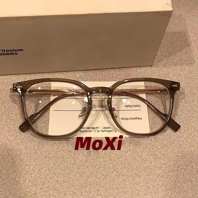 小红书同款近视眼镜女学生冷茶色大框防蓝光平光镜有度数素颜显瘦