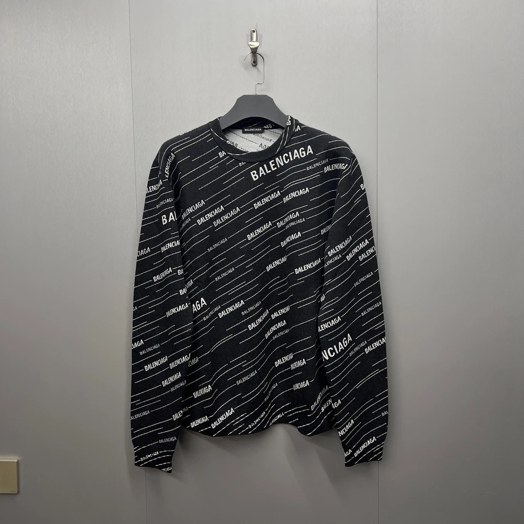 全新未使用/巴黎世家Balenciaga弹幕满logo毛衣/m宽松/发售8800