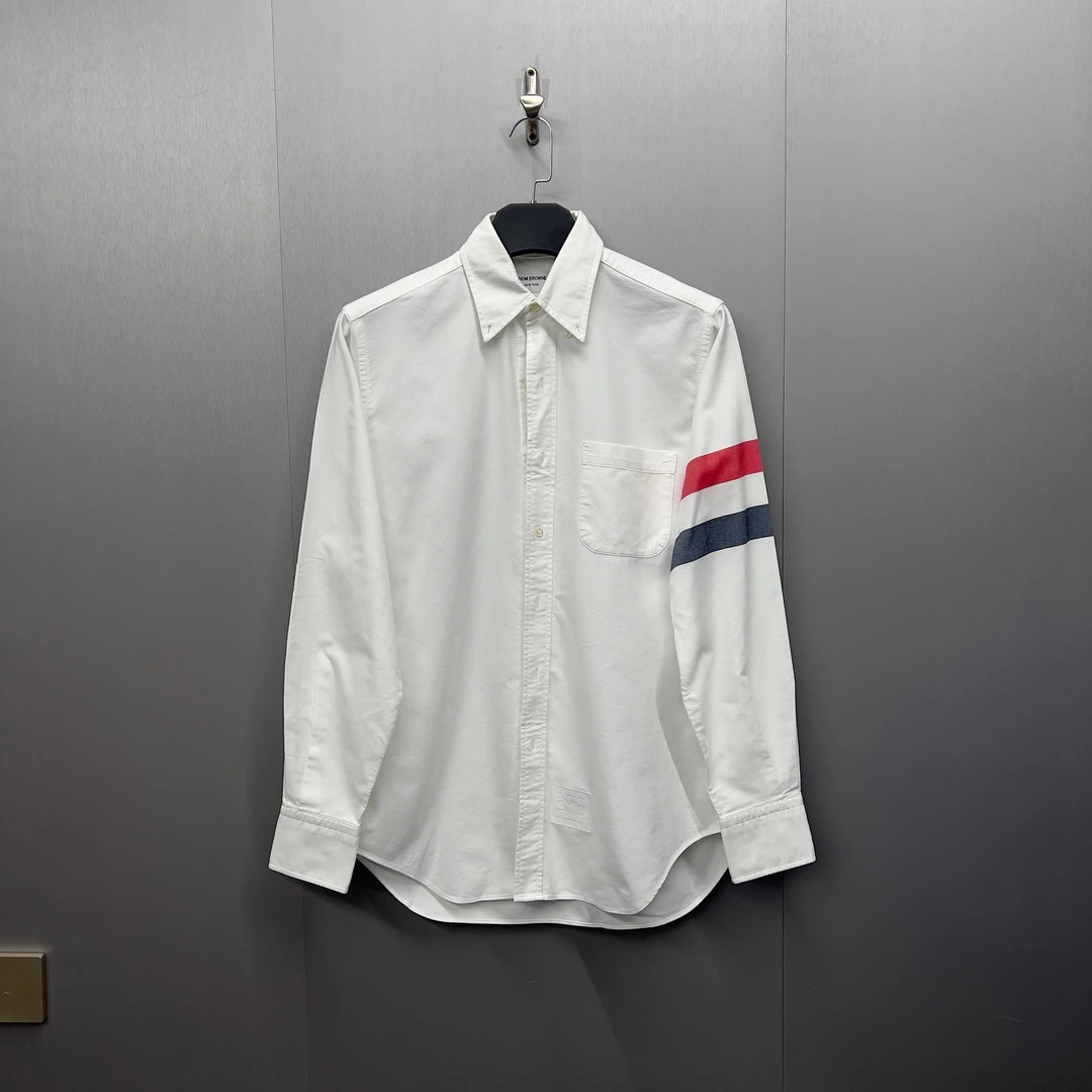 TB Thom Browne条纹红白蓝经典衬衫/3码/98新/时尚白色