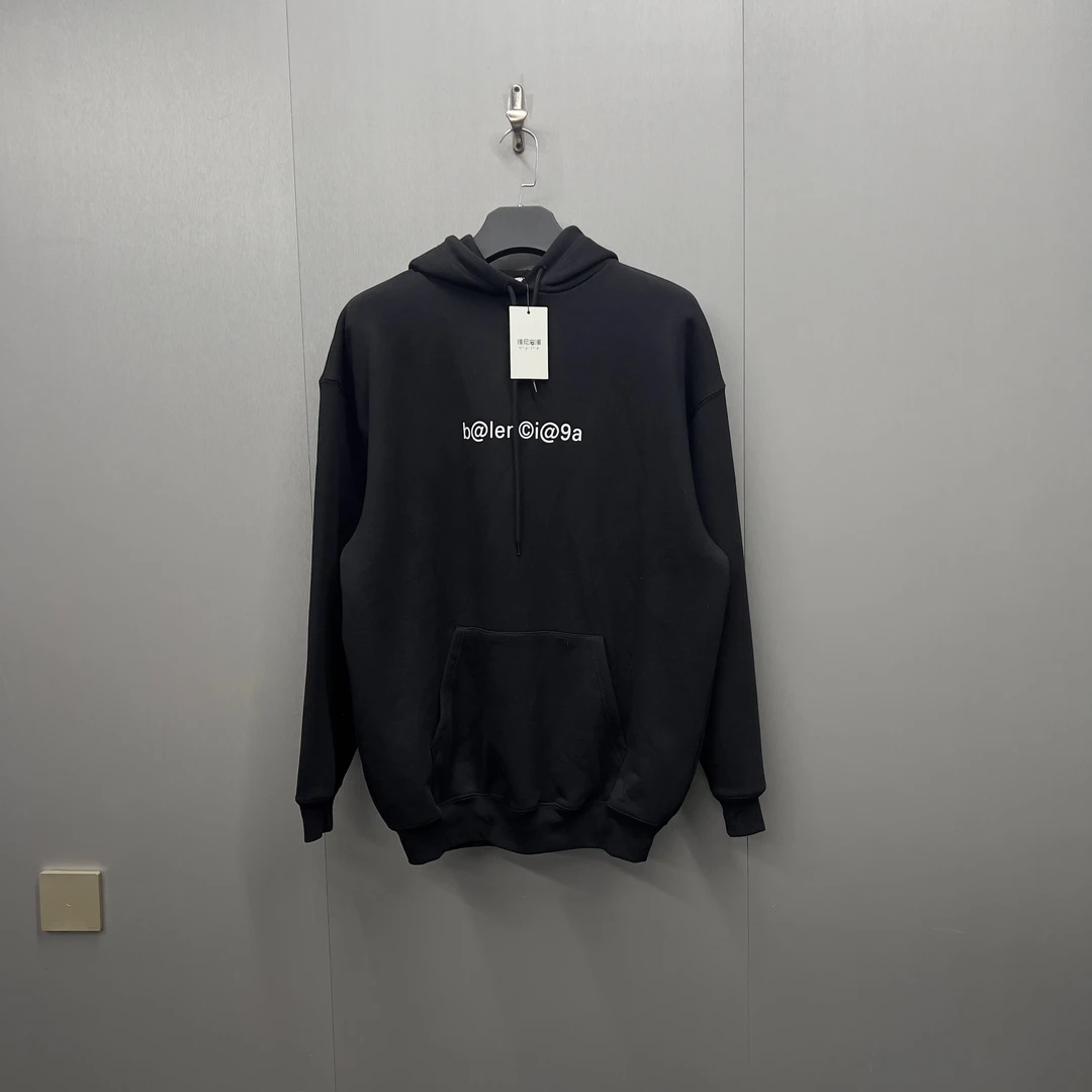 全新/巴黎世家Balenciaga胸口邮箱Logo重磅帽衫卫衣/08216/S码