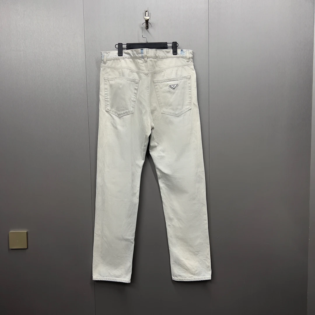 98新/Prada普拉达水洗牛仔三角标Logo休闲裤/35/07132/发售11900