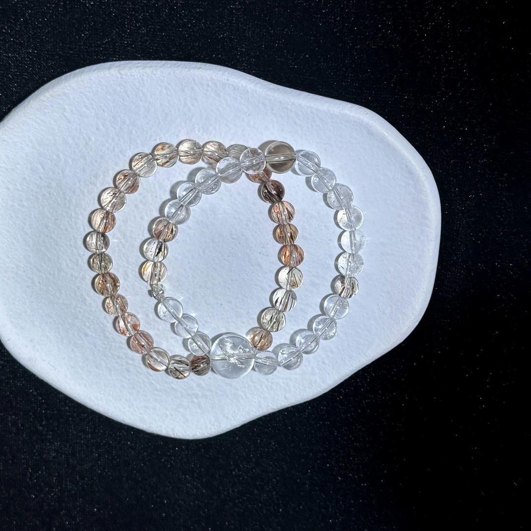 【前路无阻】黑金超七水晶手串（天然珠宝多样性发其一）